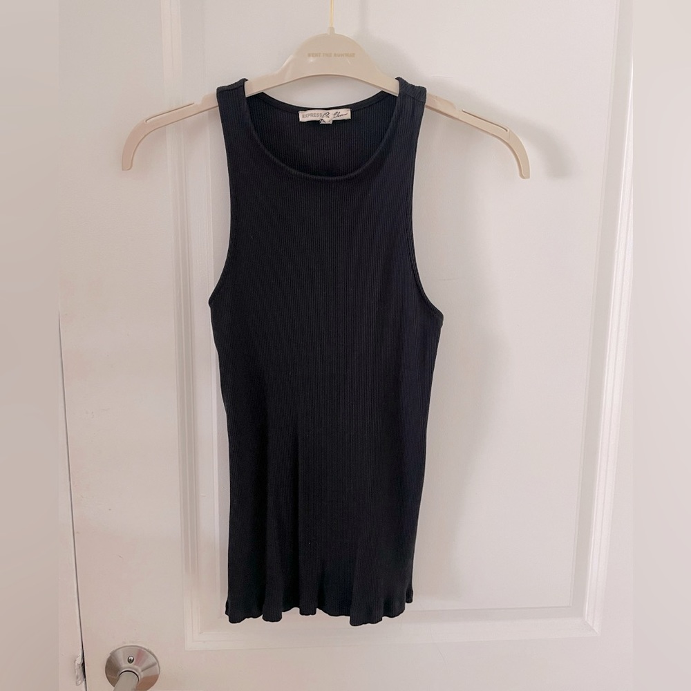 Express Black Ribbed Tank Top